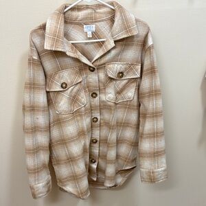 Tan Plaid Button-Up Flannel